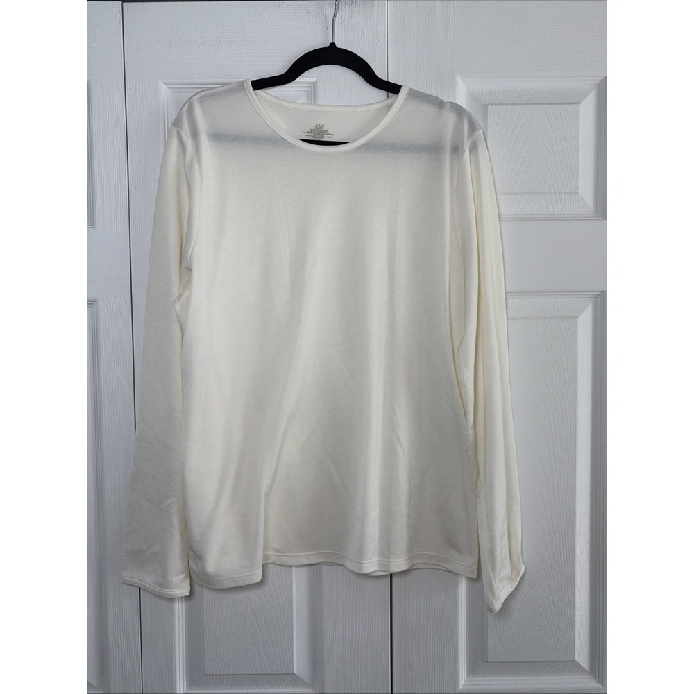 Chill Chasers Long Sleeve Crewneck Womens Size 1X Ivory Base Layer Cotton Blend
